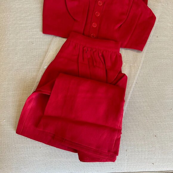 NEW Reformation Teya Linen Two Piece Sz6 Cherry Red Mini Dress Causal Set - Picture 9 of 13